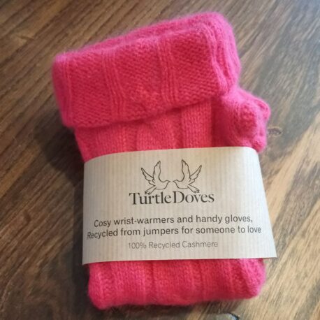 Patterned Hot Pink Fingerless Gloves