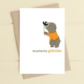 Moustache Gracias Card