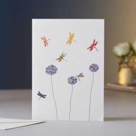 Dragonflies & Alliums Blank Card